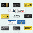 Load image into Gallery viewer, set of travel photobooth prop signs with flight and travel sayings by lush party studio
