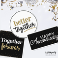 Load image into Gallery viewer, set of wedding anniversary photo booth props for anniversaries and celebrations. by lush party studio

