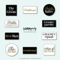 Load image into Gallery viewer, set of wedding bridal party photo booth props for bridesmaids best man and wedding party by lush party studio
