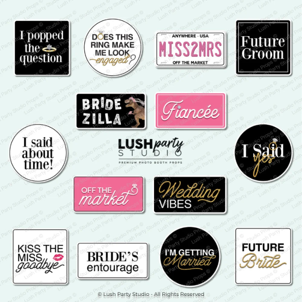 wedding engagement themed photo booth props elegant and classy