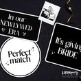 Load image into Gallery viewer, photobooth prop signs with wedding text and a photo by 'Lush Party Studio'.

