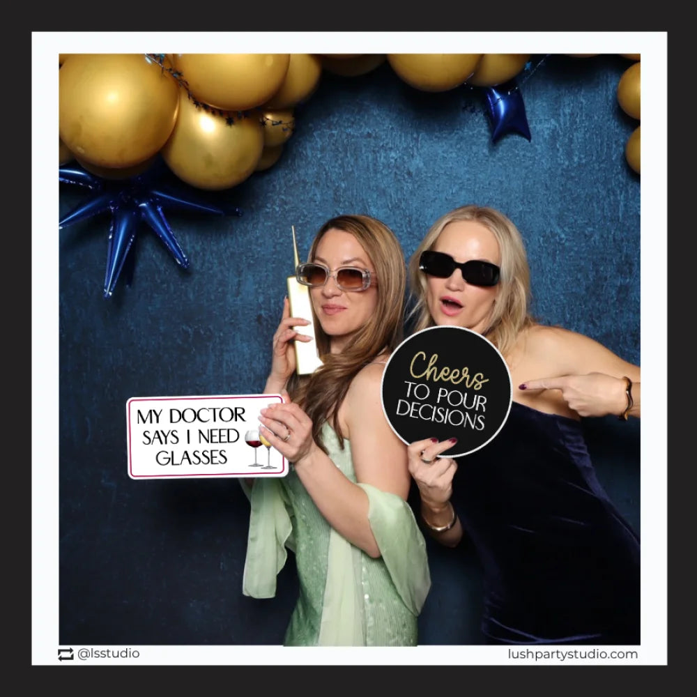 photo booth props for wine events, tastings cheers to pour decisions