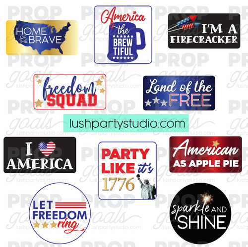 4th of July Independence day Photo Booth Word Prop Signs