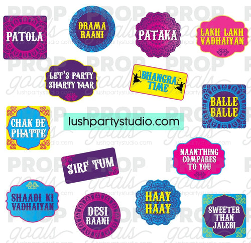 Bollywood Indian Party Photo Booth Word Prop Signs