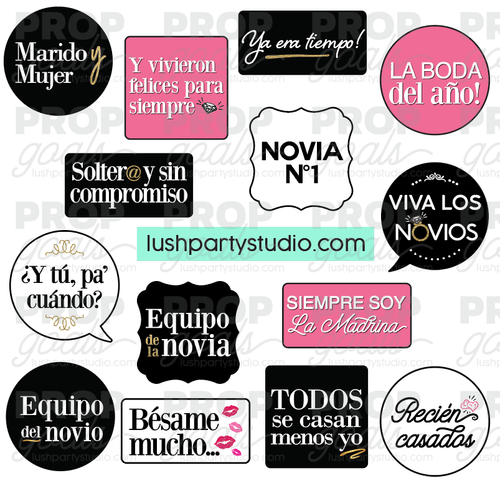 Spanish Wedding Boda Photo Booth Word Prop Signs