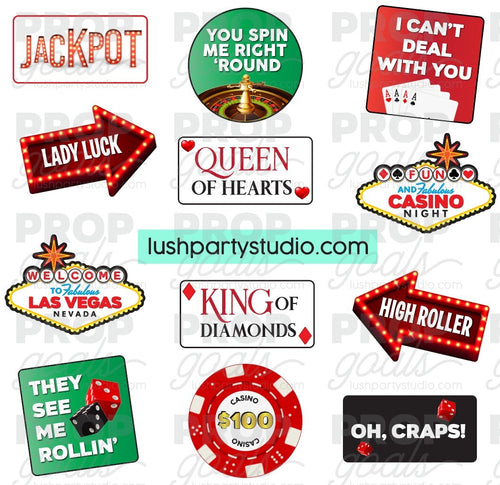 Casino Vegas Photo Booth Word Prop Signs