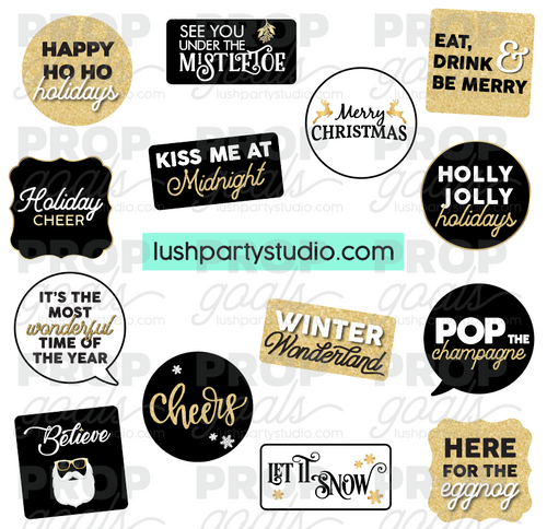 Classy Christmas Photo Booth Word Prop Signs