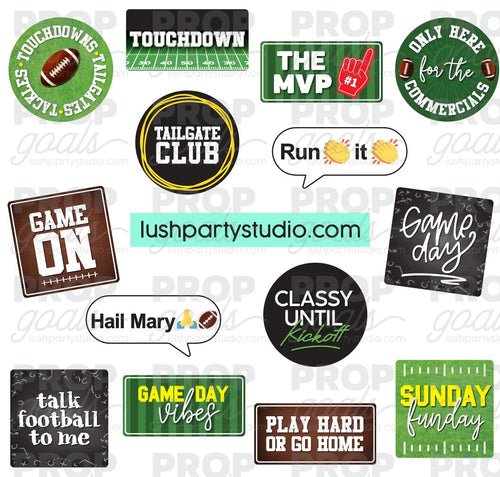 Footbal Super Bowl Photo Booth Word Prop Signs
