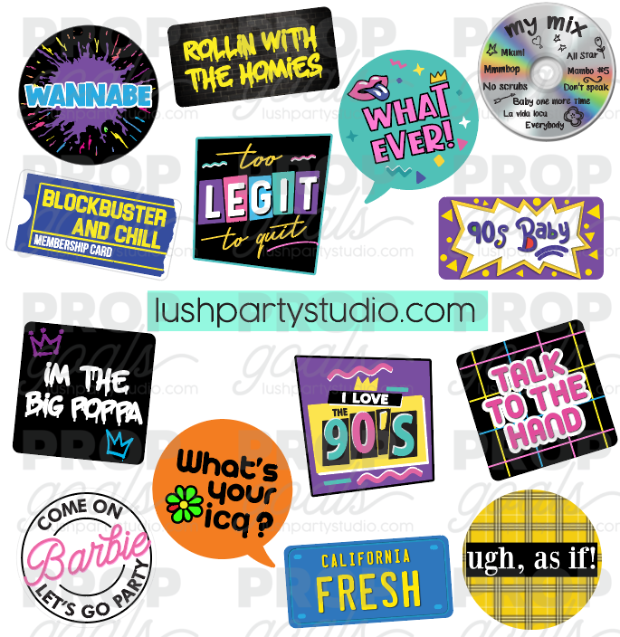 90s photo booth props 90's prop nineties fresh fresh