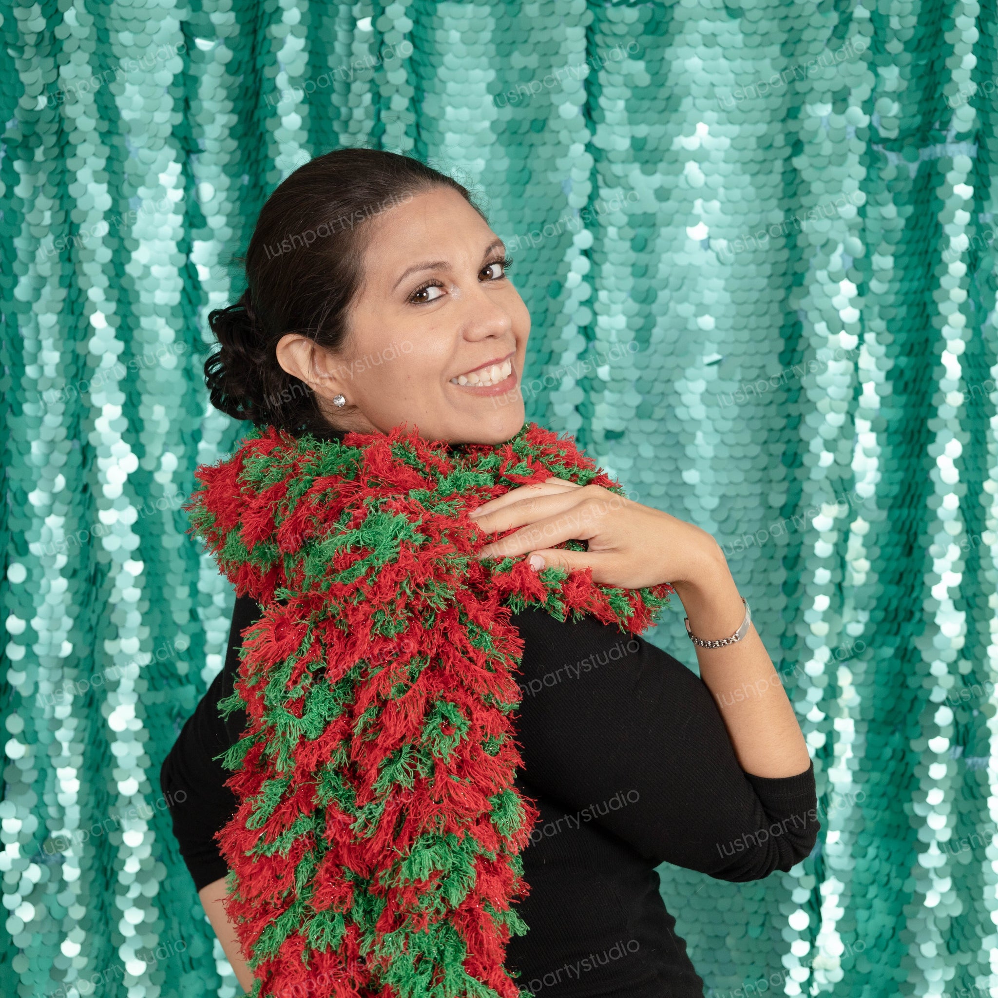 SUPER Sized Featherless Boa - Christmas (Green and Red)