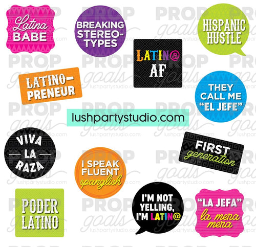 Latin Power Party Photo Booth Word Prop Signs