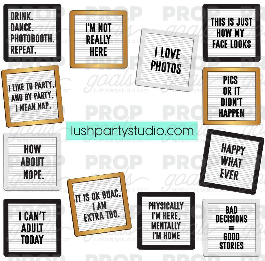 Letterboard photo booth prop signs lush party studio 