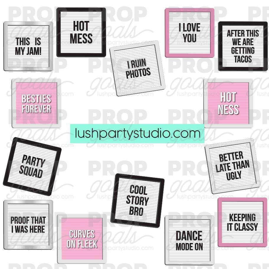 letterboard photo booth prop signs lush party studio