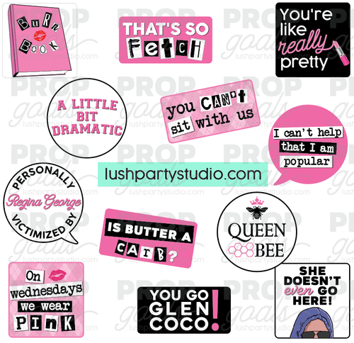 mean girls photobooth props queen bee wednesdays pink burn book really pretty popular pvc props