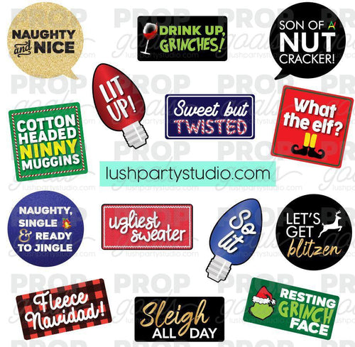 Naughty Christmas Funny Photo Booth Word Prop Signs