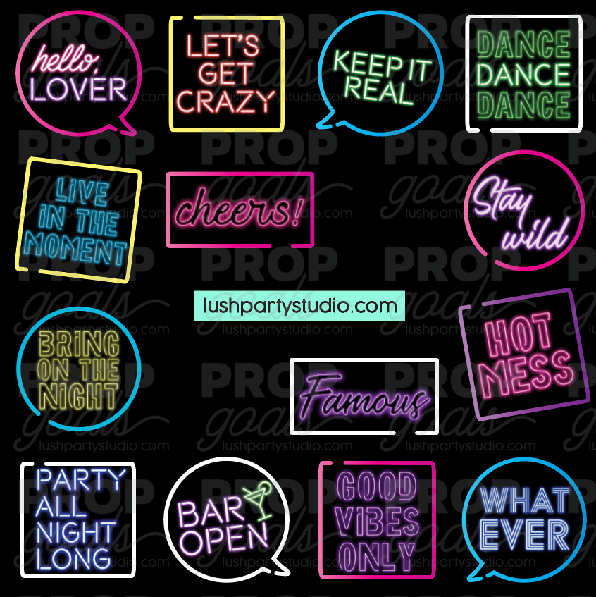 neon glow party photo booth props lush party studio