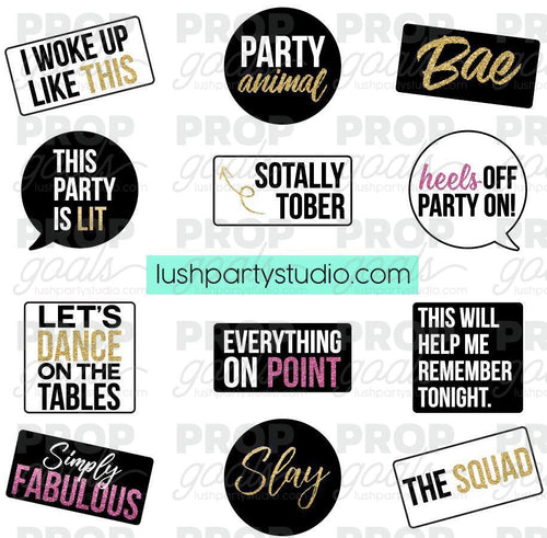 Party Photo Booth Word Prop Signs