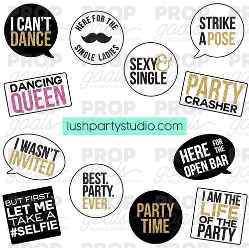 Fun Party Photo Booth Word Prop Signs