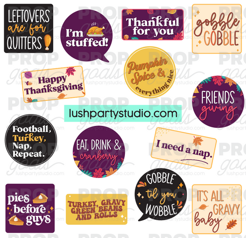 Thanksgiving Fall Friendsgiving Photo Booth Word Prop Signs