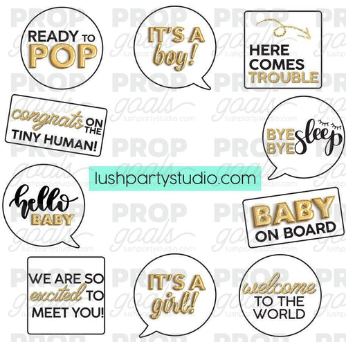 Baby Shower gender reveal Party Photo Booth Word Prop Signs