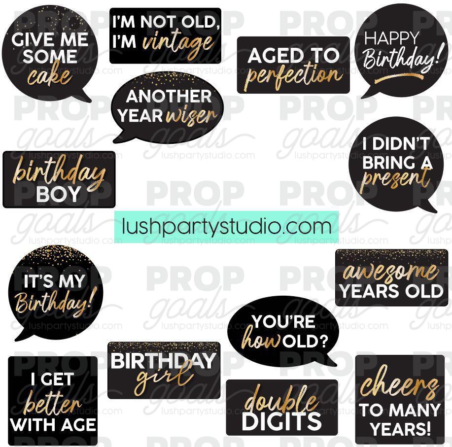 Birthday Party Photo Booth Word Prop Signs