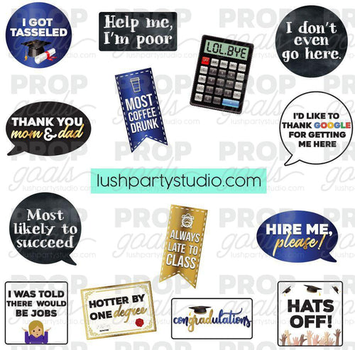 The Grad Set-Props For Graduation Party Photobooth |  Lush Party Studio